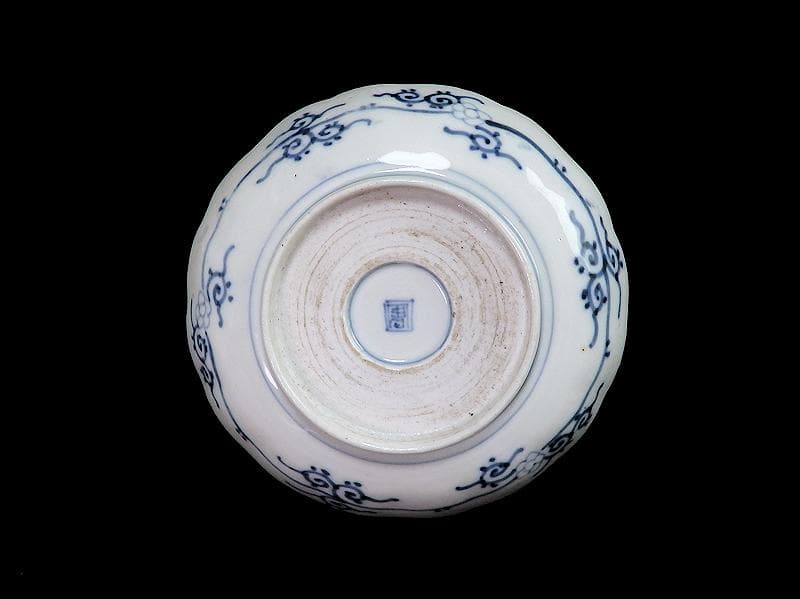 古伊万里　染錦　菖蒲に菊の図　４寸半皿　４客　D869AS-BXp