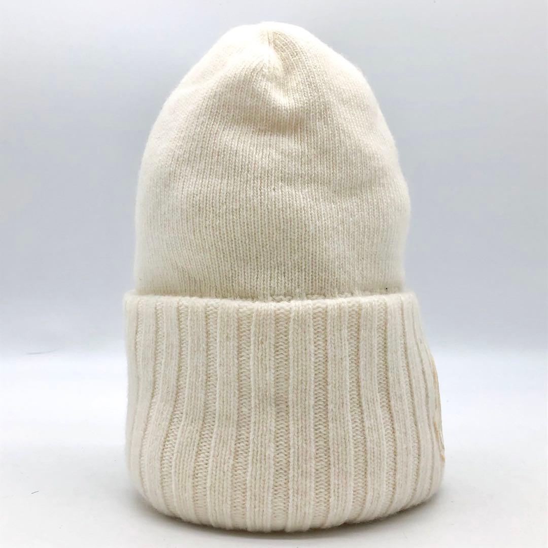 【新品】 MONCLER ニット帽 ビッグロゴ マグリア ホワイト ユニセックス