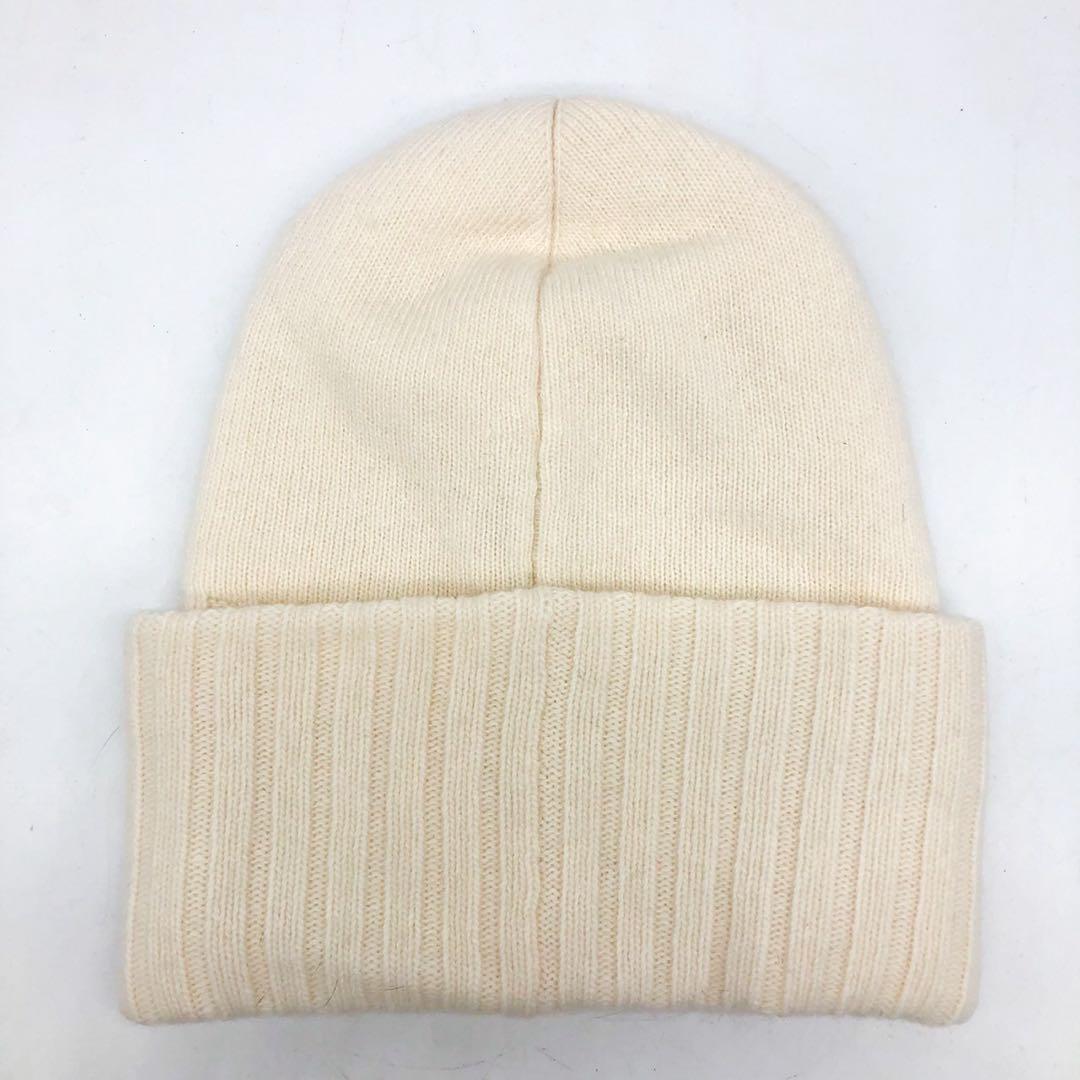 【新品】 MONCLER ニット帽 ビッグロゴ マグリア ホワイト ユニセックス