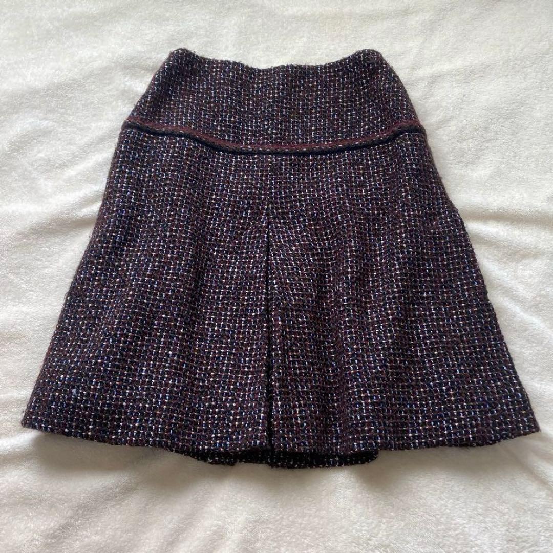 CHANEL ラメツイード スカート ボックスプリーツ ウール