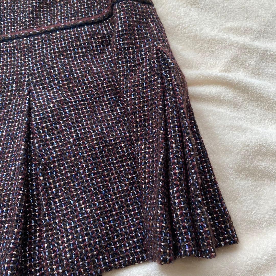 CHANEL ラメツイード スカート ボックスプリーツ ウール