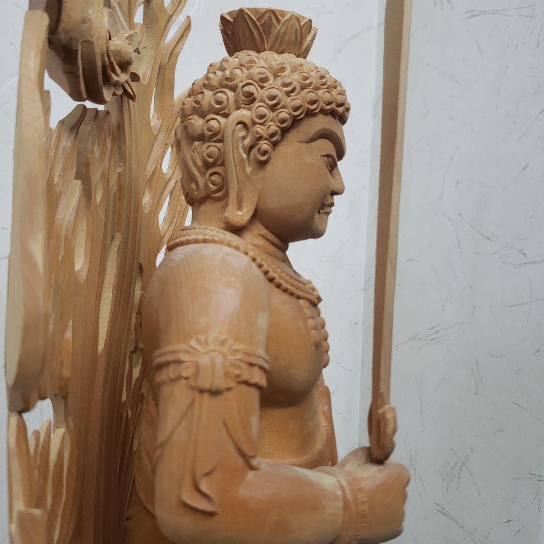 Ｂフライデー蔵出し特価極上彫り★白木材 不動明王立像１尺立★お不動さん火の鳥彫り