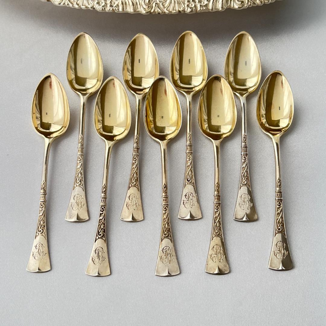 【ドイツ】モカスプーン 9本【純銀】 10.5cm