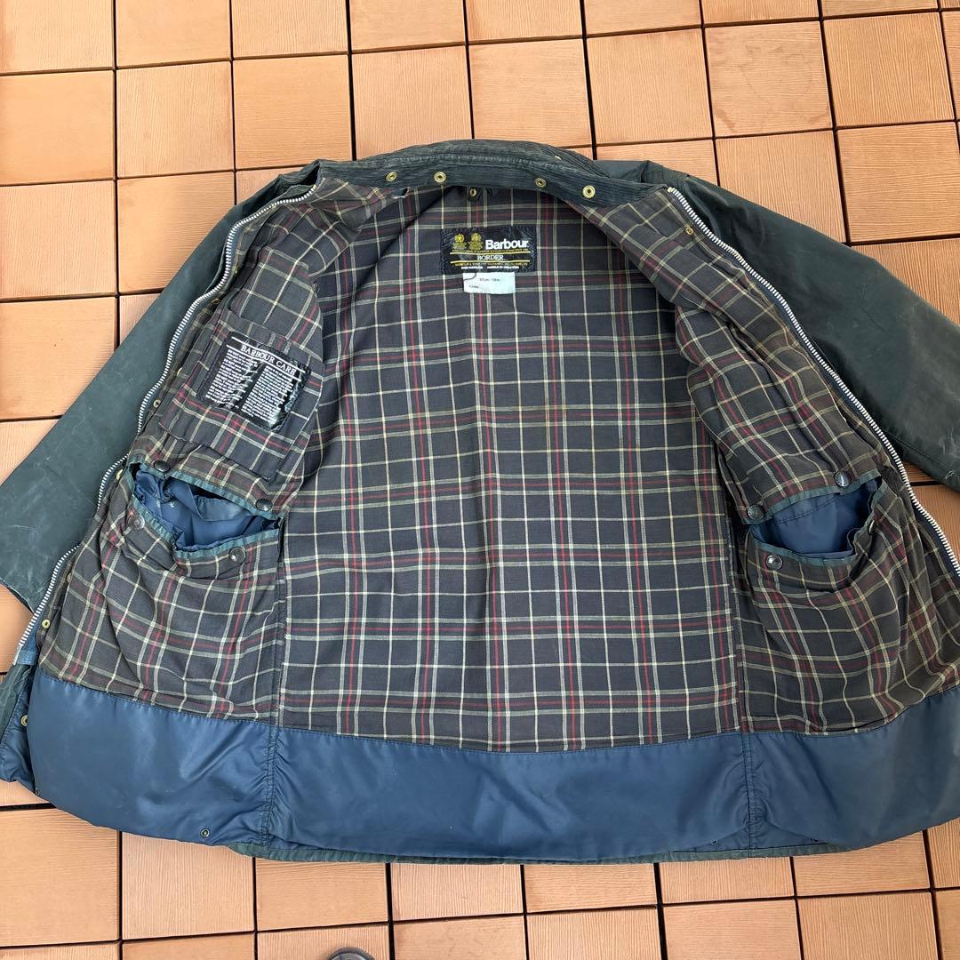 侘*ド様 Barbour ボーダー 2ワラント 80s グリーン