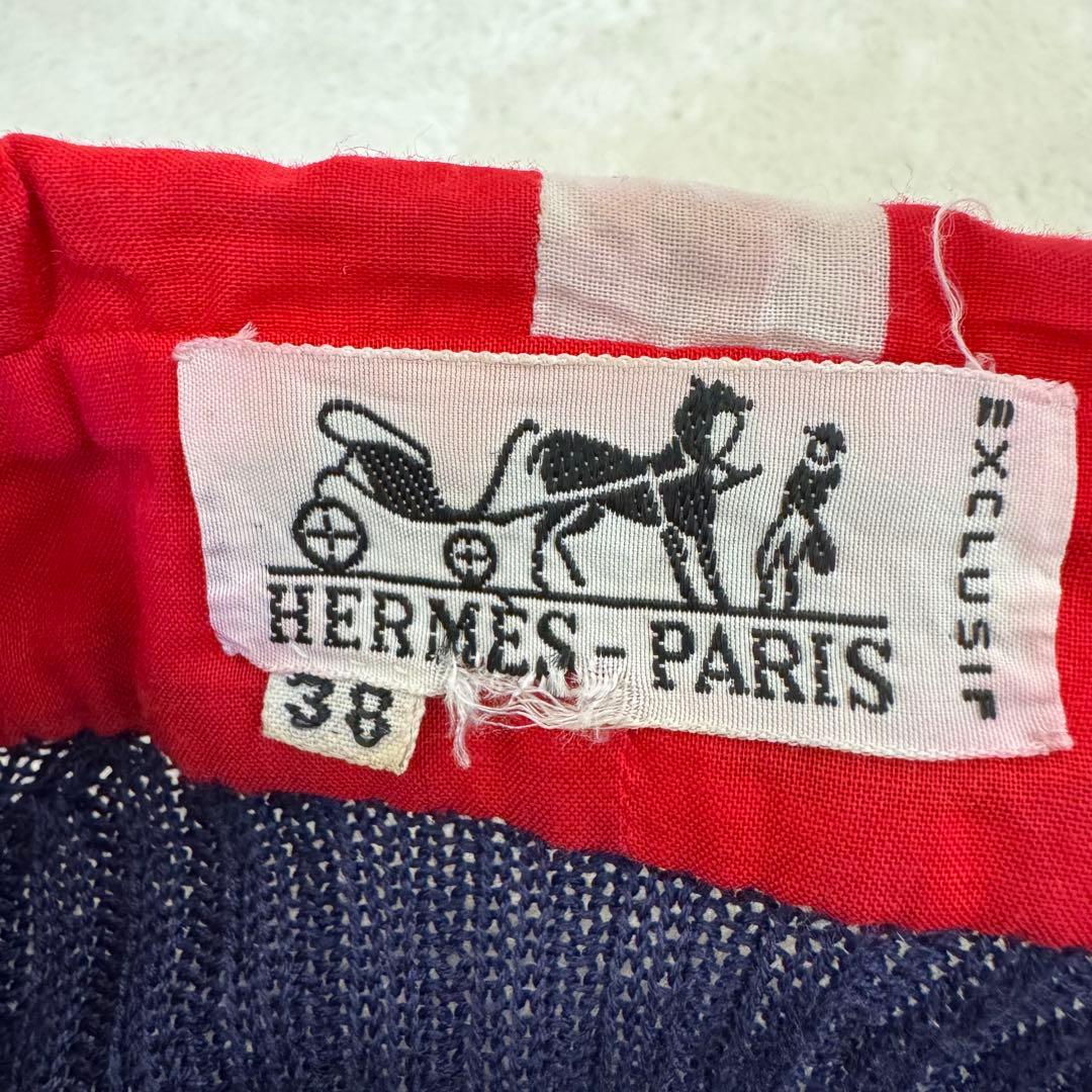 HERMES エルメス　ニット　コットン　ポロシャツ　ネイビー　サイズ38