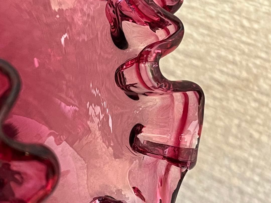 美品 フリルガラス きたいち きたいち硝子 フラワーベース 花瓶 花器 花入