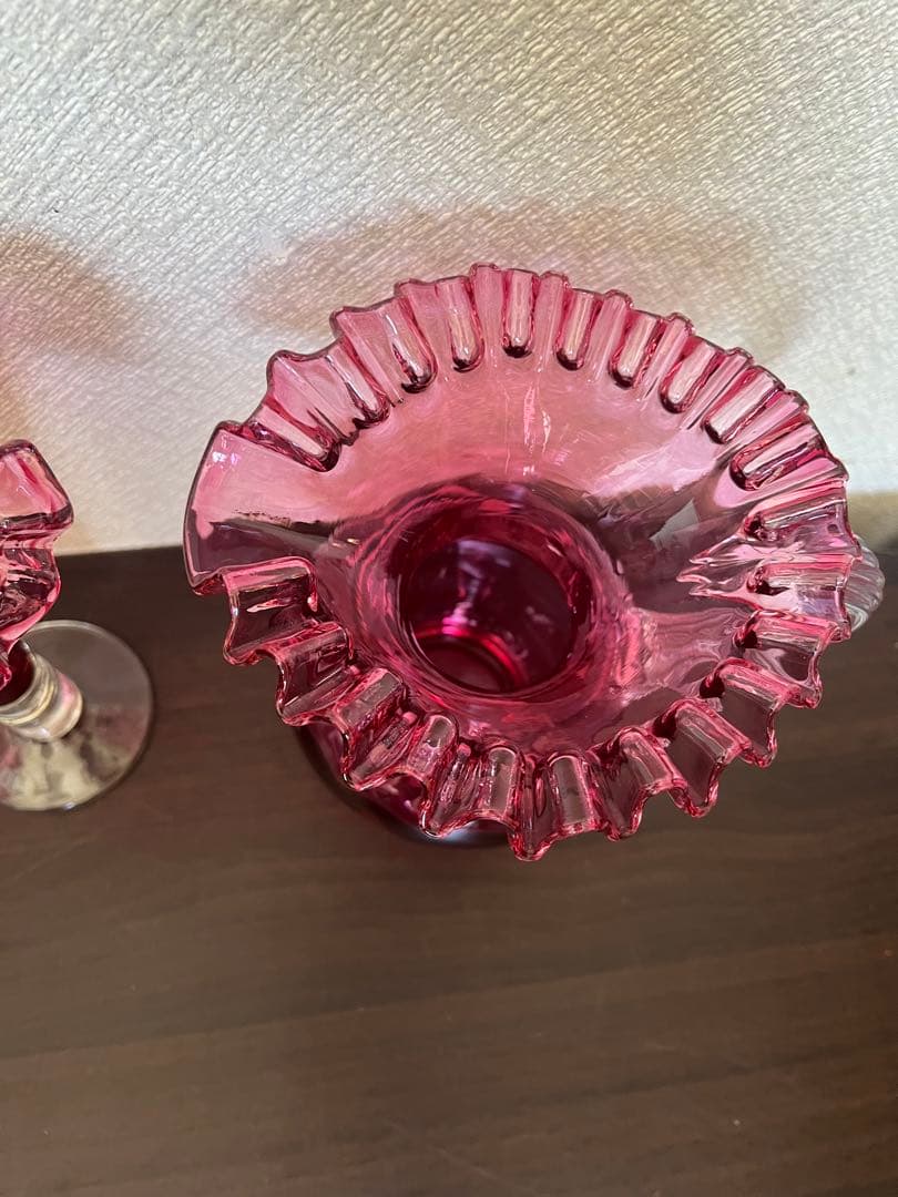 美品 フリルガラス きたいち きたいち硝子 フラワーベース 花瓶 花器 花入