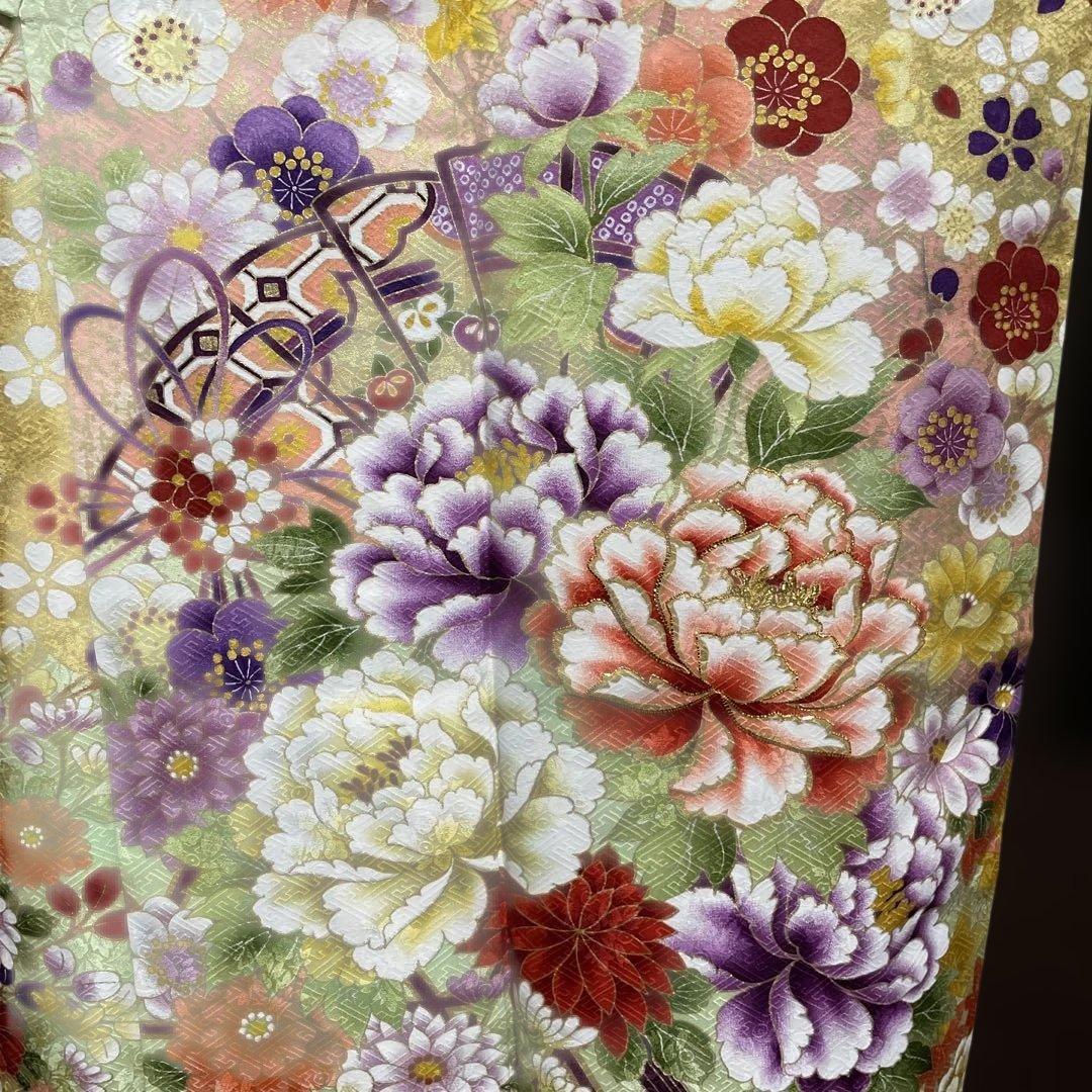 振袖フルセット　淡色黄緑　正絹　長襦袢付き　美品