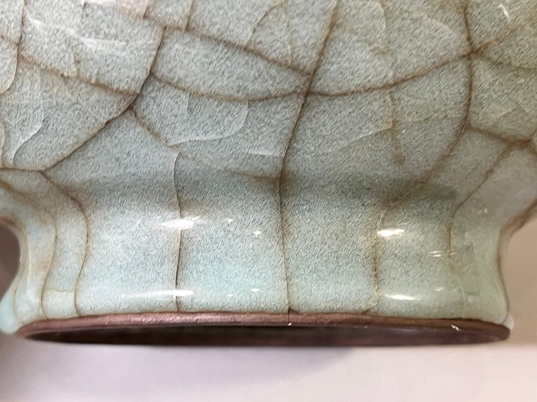 DT647 中国 青磁 管耳 瓶 茶道具伝来