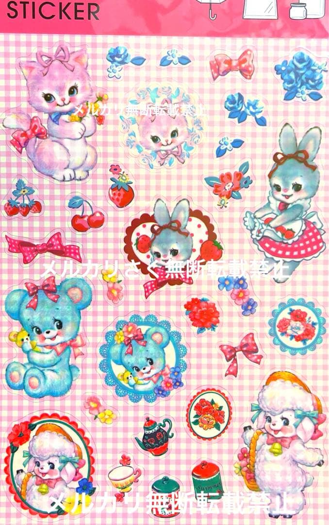 SWIMMER クリアデコステッカー シール レトロアニマル うさぎ ねこ くま