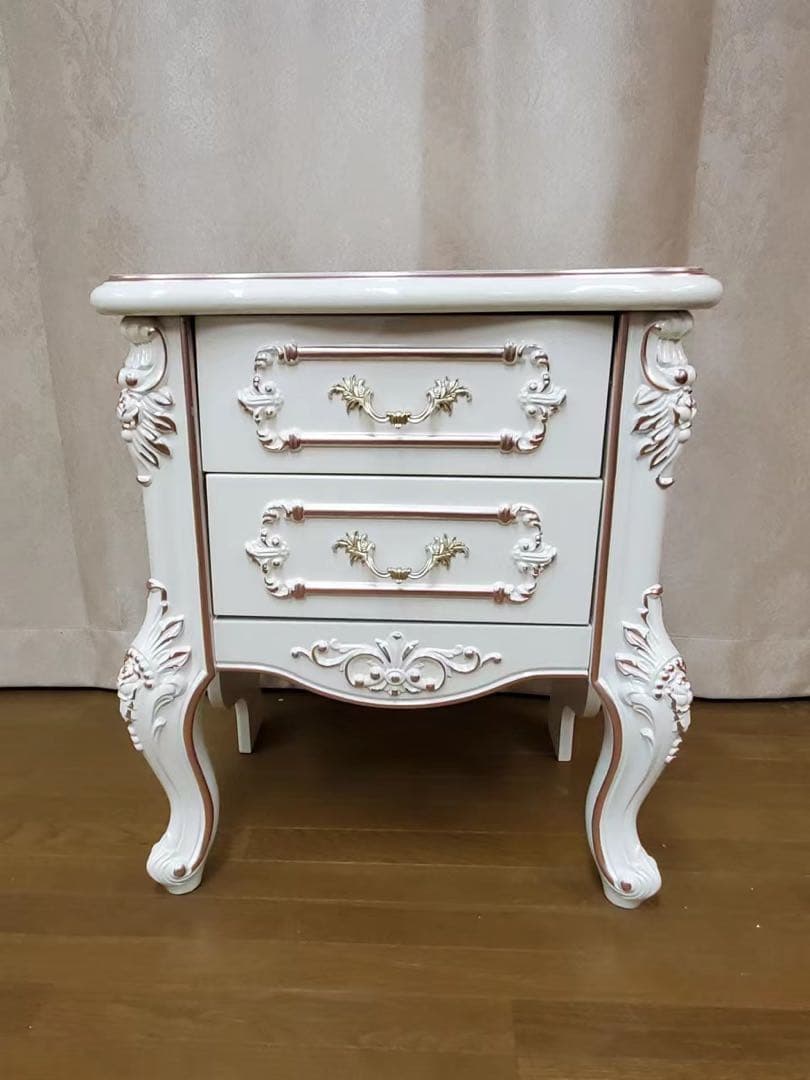 アンティーク 2段チェスト ベットサイド 姫系 姫かわ 収納 ロココ調