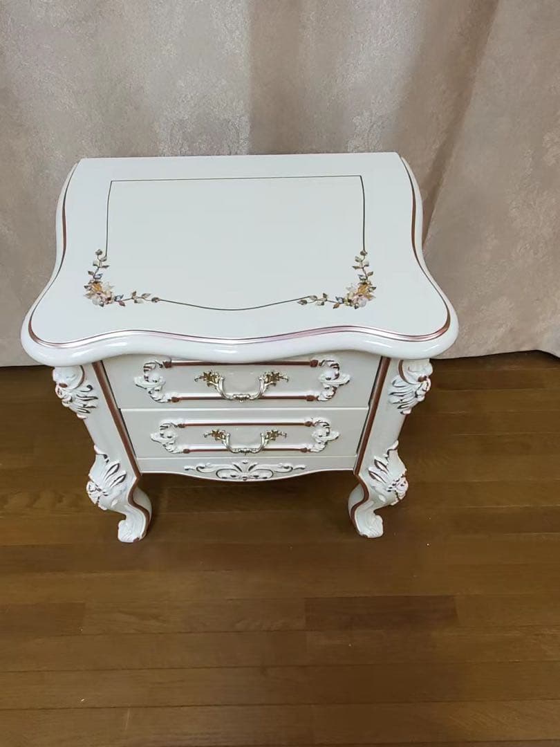 アンティーク 2段チェスト ベットサイド 姫系 姫かわ 収納 ロココ調