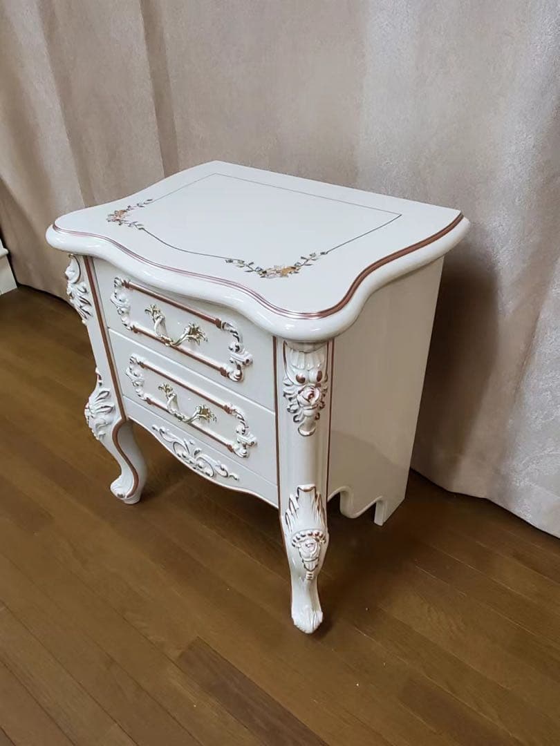 アンティーク 2段チェスト ベットサイド 姫系 姫かわ 収納 ロココ調