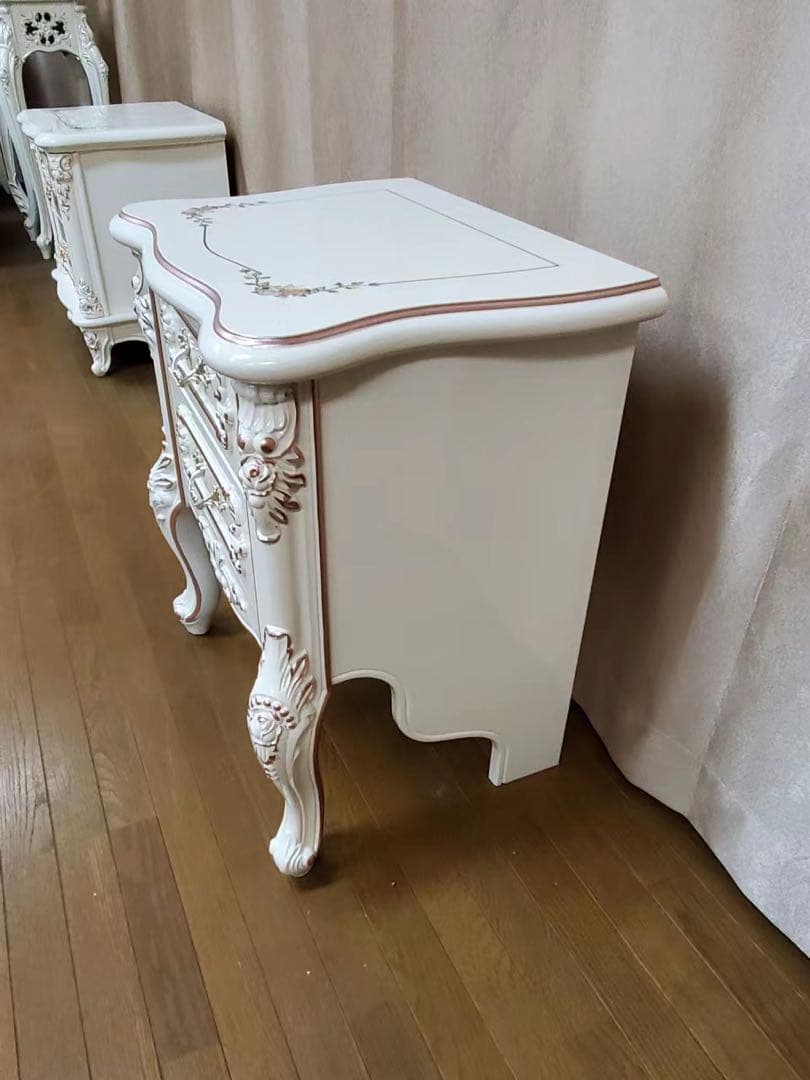 アンティーク 2段チェスト ベットサイド 姫系 姫かわ 収納 ロココ調