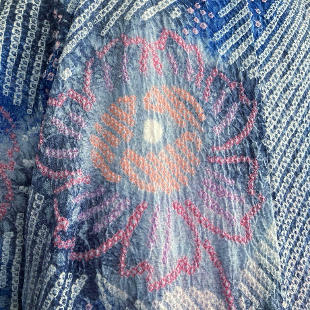 専用コト様　　有松鳴海絞り浴衣　身丈155cm ブルーとグレー上質No.2-90