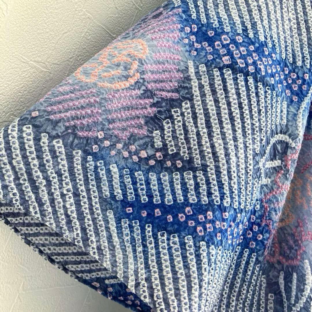 専用コト様　　有松鳴海絞り浴衣　身丈155cm ブルーとグレー上質No.2-90