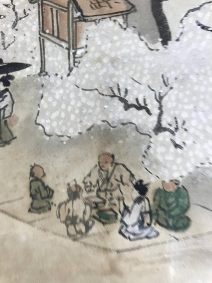 【模写】英一蝶/花見宴会図/人物図/掛軸/名家伝来/AD-122