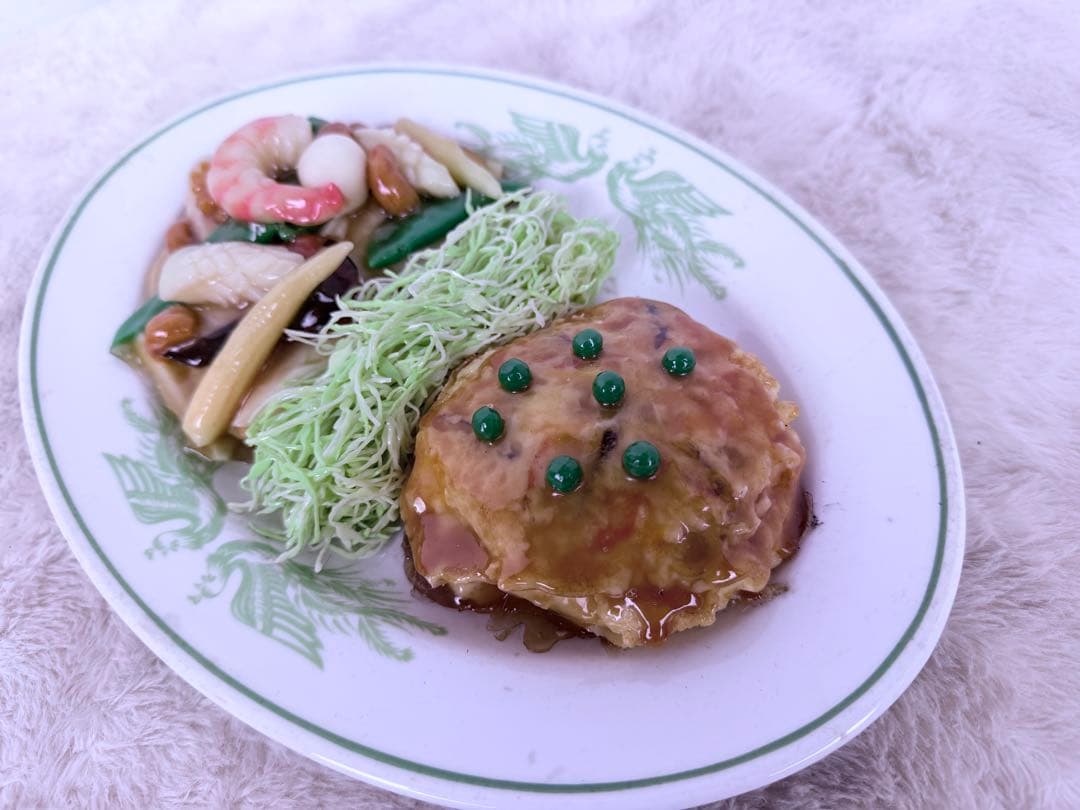 貴重品♪ 昭和レトロ 中華料理盛り合わせ カニ玉と八宝菜 食品サンプル