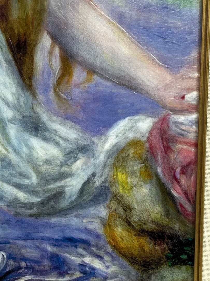 額入り壁掛け ルノワール　長い髪の浴女（油彩複製画）1136