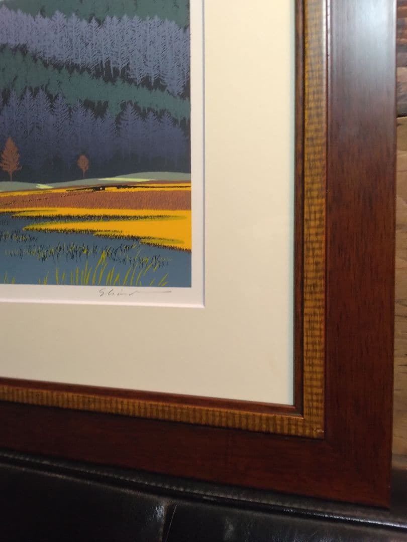 シルクスクリーン　版画　小暮真望「錦織の調べ」　限定500部 直筆サイン　裏書