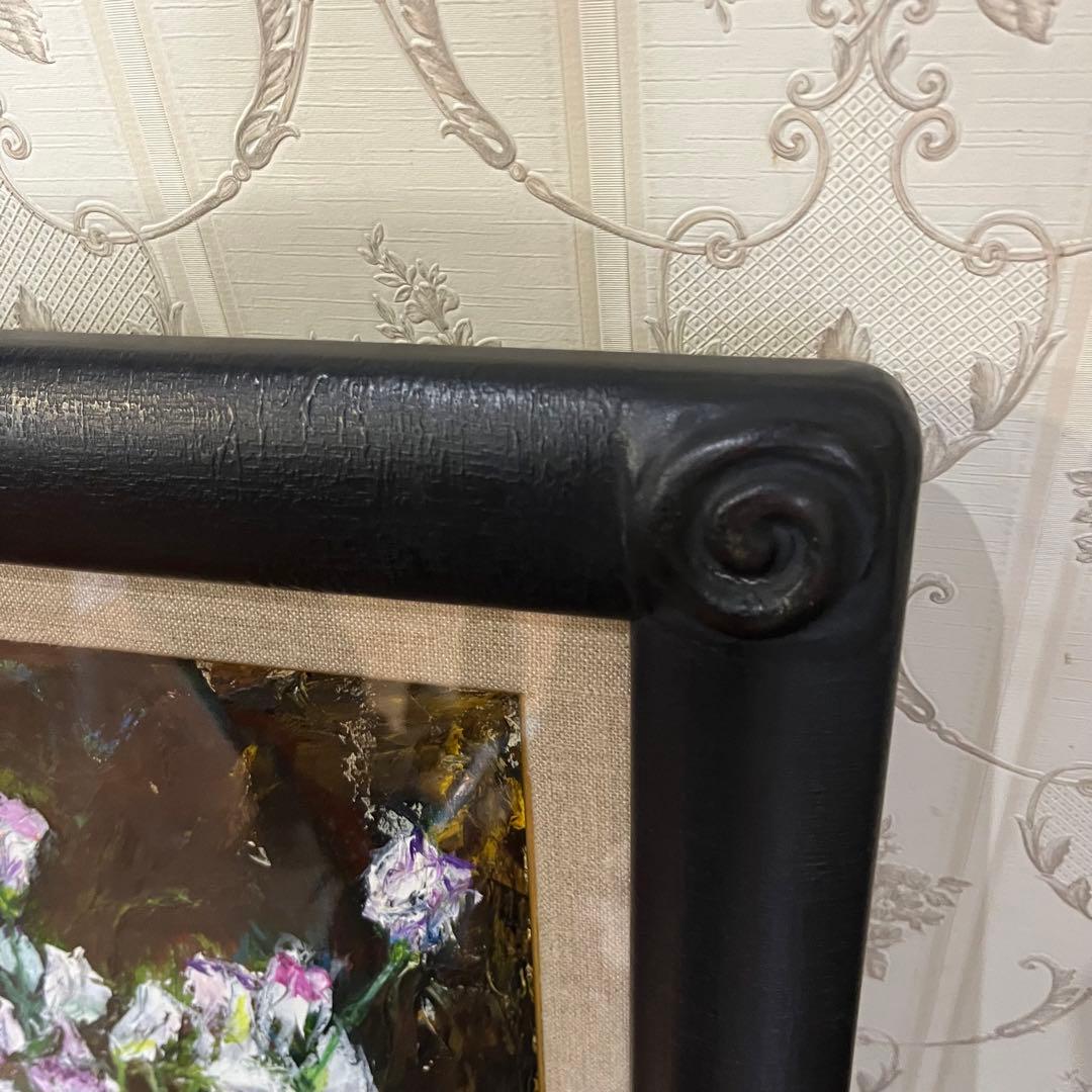 【アンティーク】額装 額縁 油絵 油彩 絵画 花瓶 花 静物画 インテリア雑貨