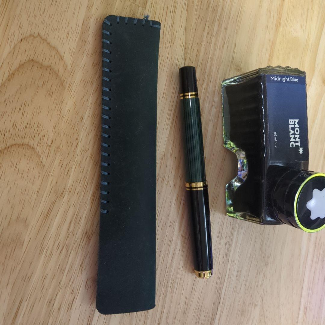 ペリカン スーベレーンm400 万年筆 Fレザーケース モンブラン純正インク付き