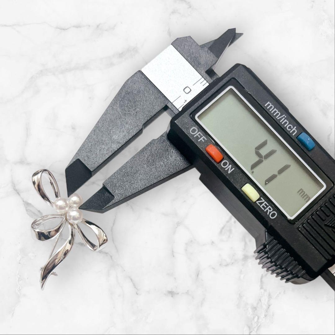 【未使用】MIKIMOTO パールブローチ リボン あこや真珠 刻印あり