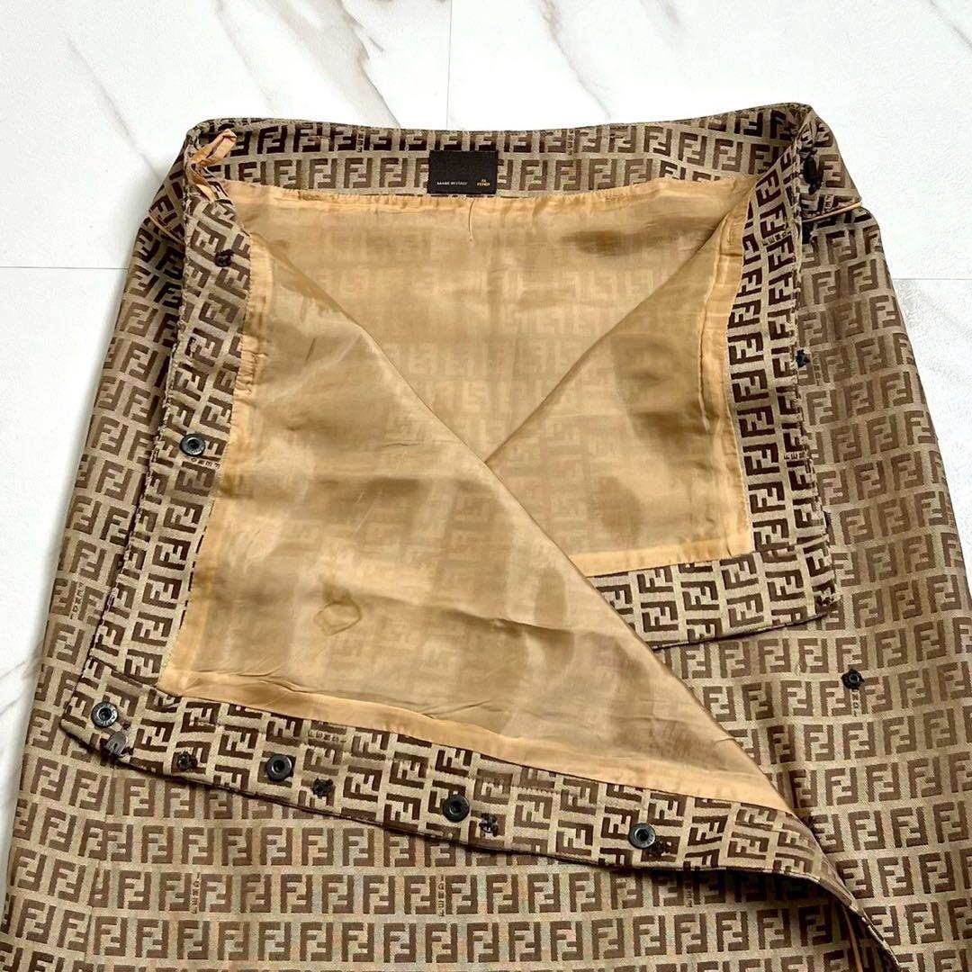 大きいサイズ44フェンディ　近年タグ　ズッカ柄　ラップ 巻きスカート　44