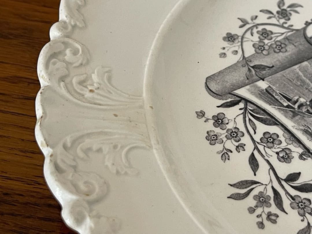 フランス アンティーク ボルドー窯 David JOHONSTON グリザイユ