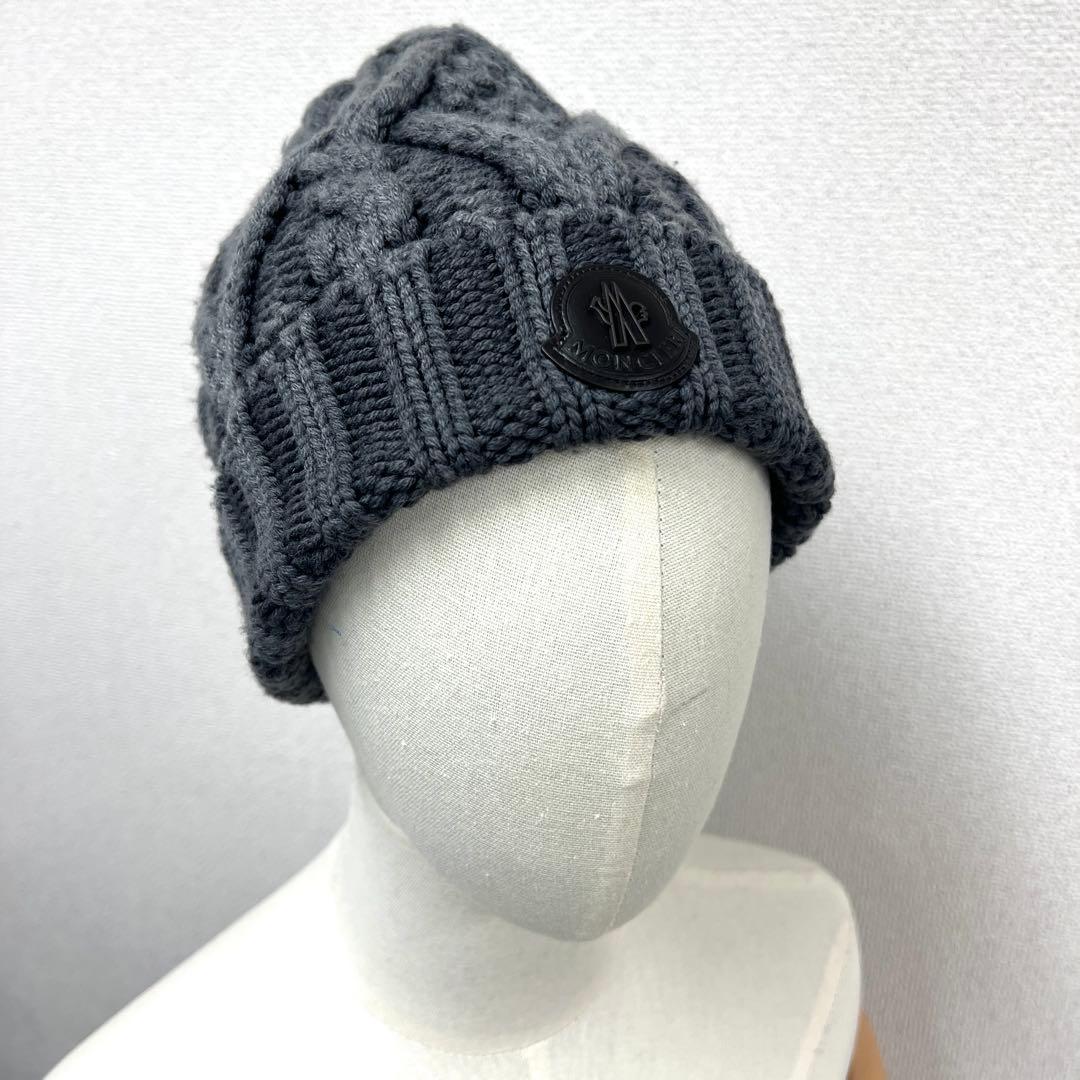 ✨極美品✨MONCLERモンクレール　ニット帽　ウール　ニットキャップ　グレー
