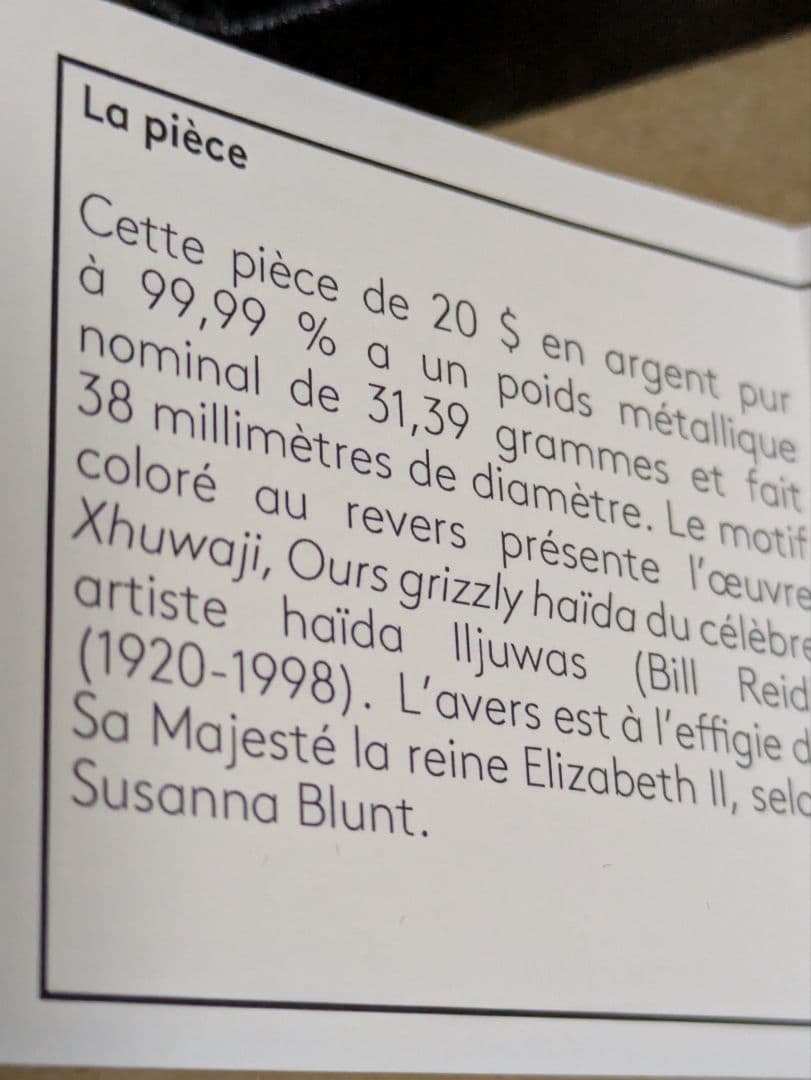 ロイヤルカナダミント　ビルリード　1オンス純銀