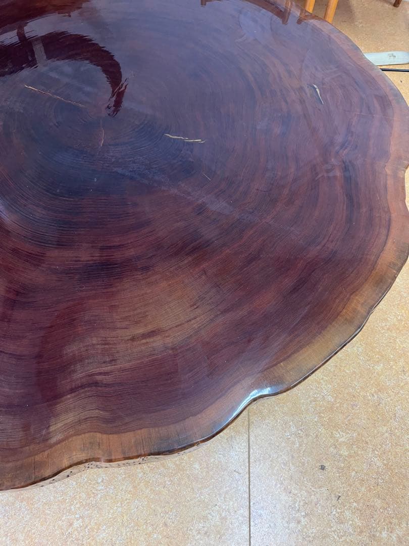【希少】天然木 一枚板 大型座卓 円卓 センターテーブル 輪切り 昭和レトロ