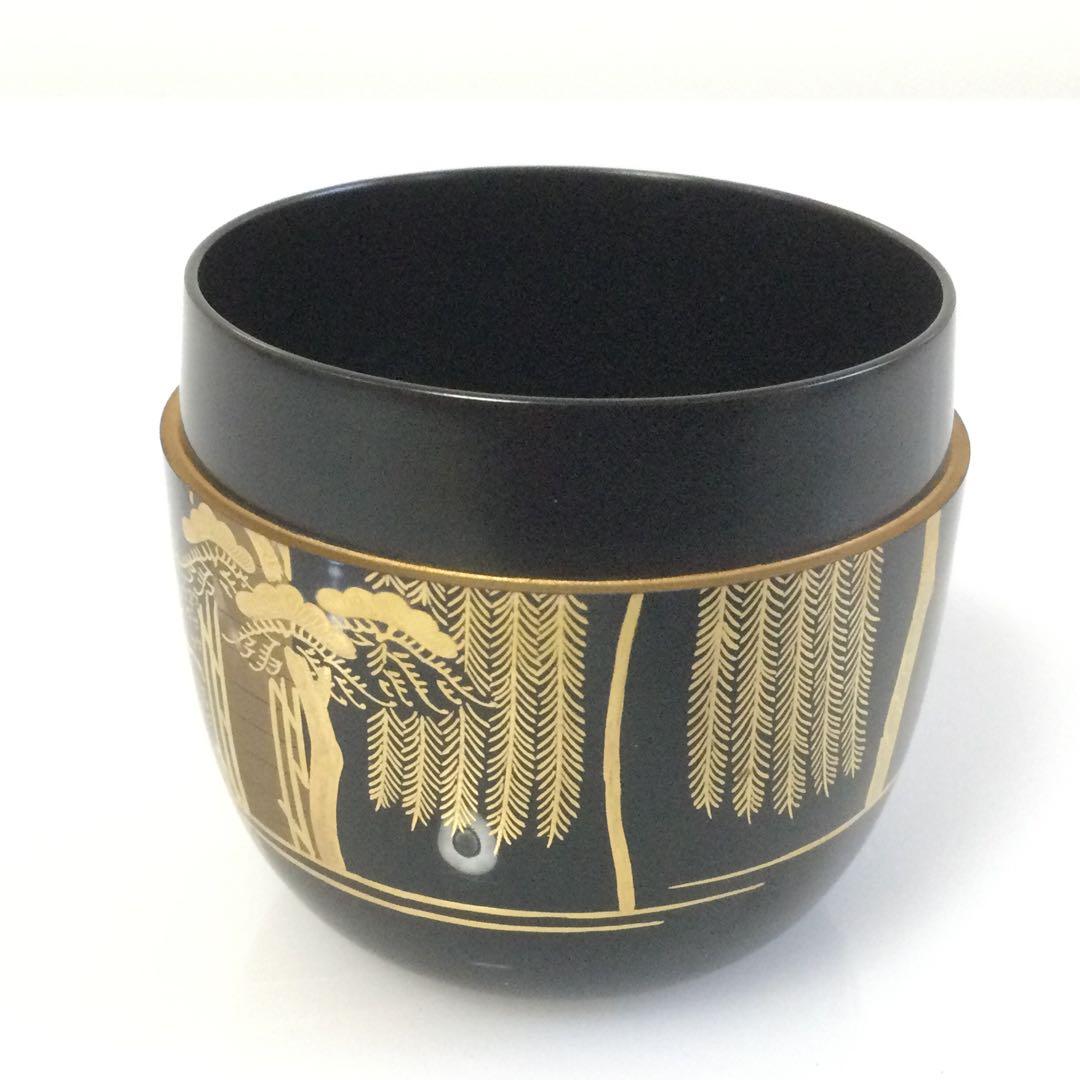 住吉蒔絵棗 茶入 塗師木村表哲作 茶道具 供布供箱 M