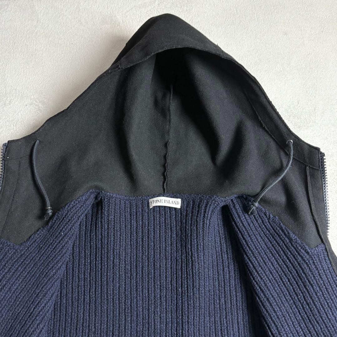 ストーンアイランド　リブニット　フード切り替え　ジップアップパーカー