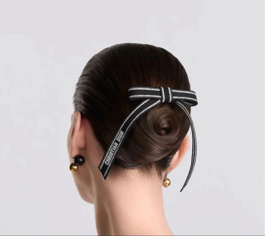 クリスチャンディオール Dior リボンバレッタ 黒 現行品
