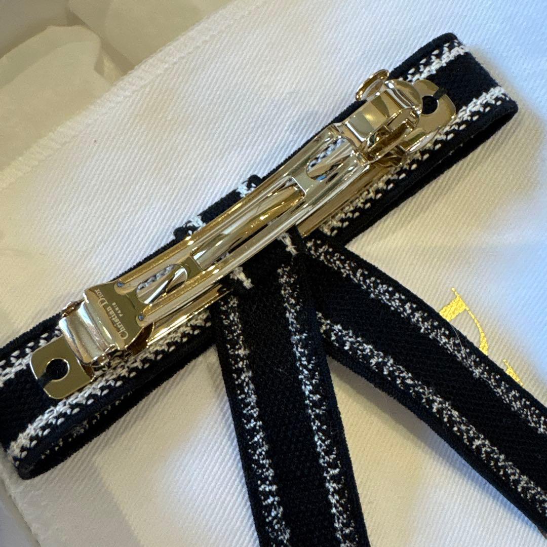 クリスチャンディオール Dior リボンバレッタ 黒 現行品