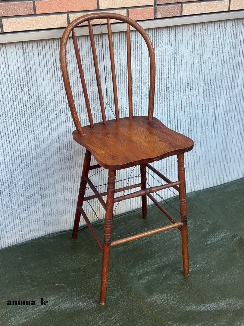 1023【ハイチェア】木製　スティックバック　ウィンザーチェア　USヴィンテージ