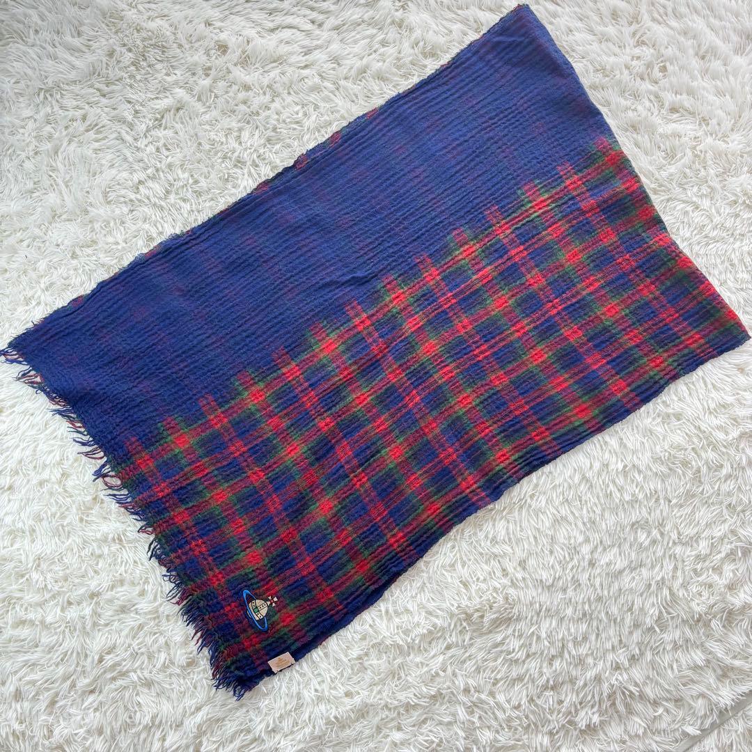 ヴィヴィアンウエストウッド 大判 ストール 刺繍 オーブ チェック