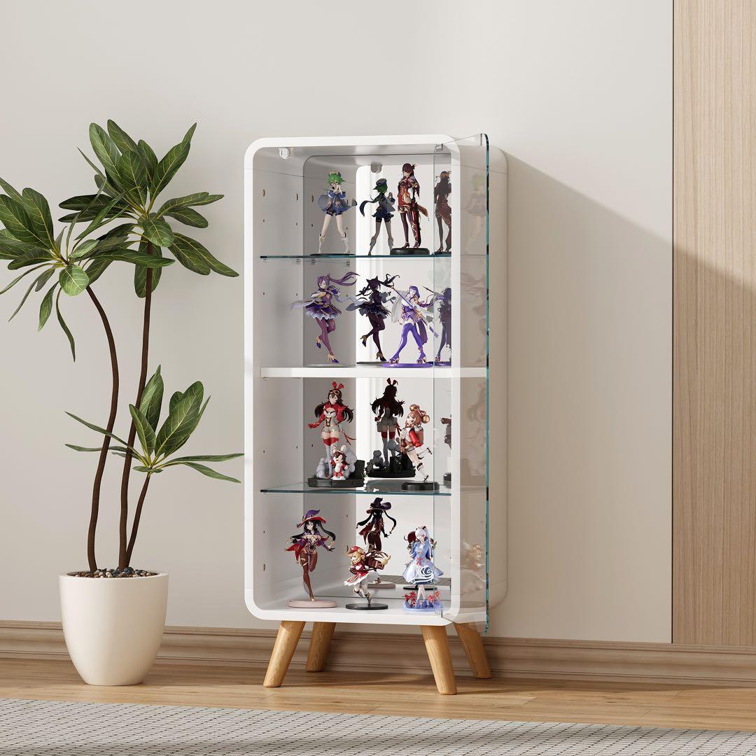 【新品】高さ調節可能 4段強化ガラスケース 幅36cm フィギュア収納