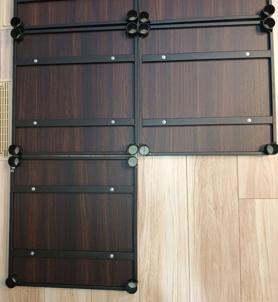 わ*！様 ルミナスノワール　ウッドシェルフ棚　7段　延長テンションポール　有孔ボ