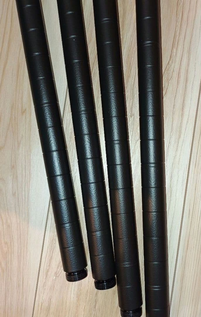 わ*！様 ルミナスノワール　ウッドシェルフ棚　7段　延長テンションポール　有孔ボ