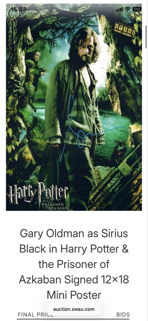 [認証付き]ゲイリーオールドマン氏直筆サイン入りキャラポスターシリウス・ブラック