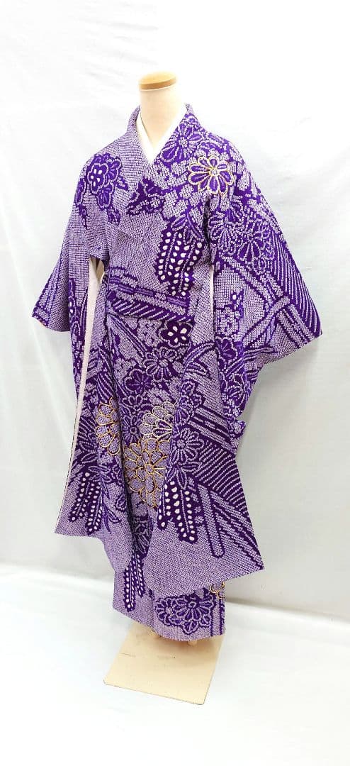 FN12074b 着物 振袖 正絹 絞り 161〜171cm