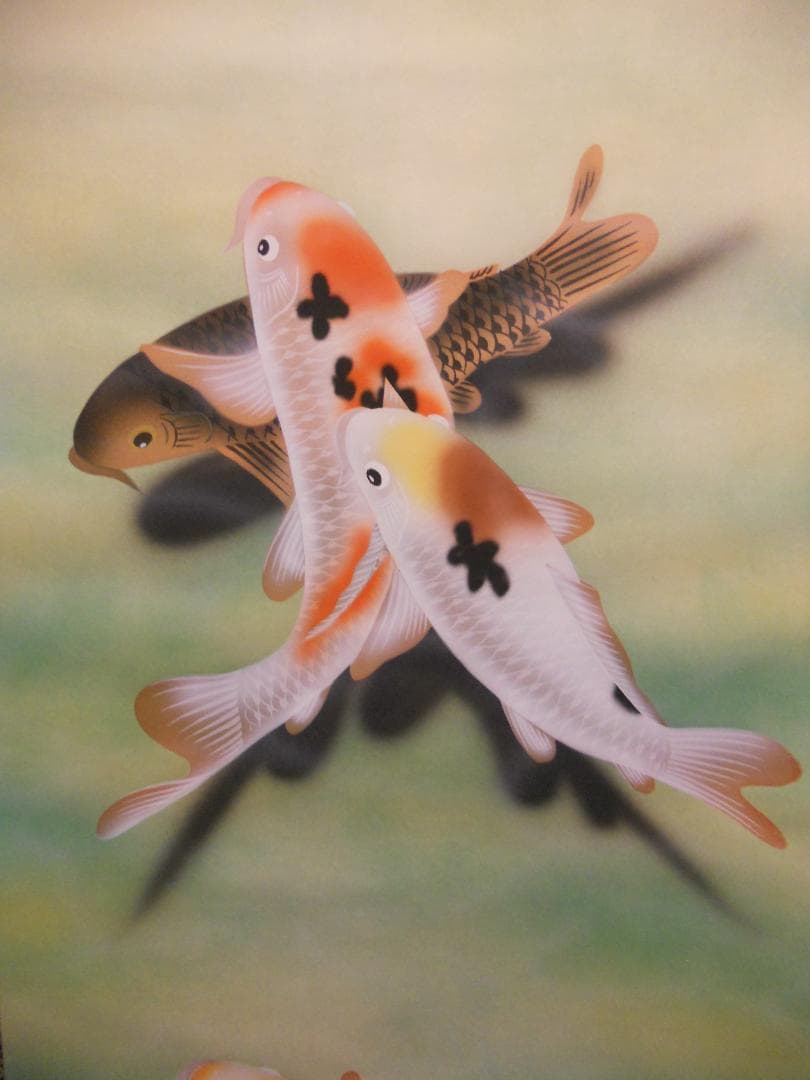 掛け軸 蒼雪 大入鯉 おおいり 絹本 希少 軸装 茶道具 掛軸 美品 です。