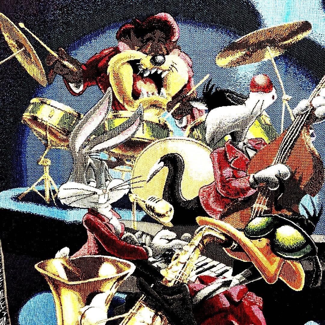 アメリカ製　ルーニートゥーン　ジャズバンド　ゴブラン織　タペストリー