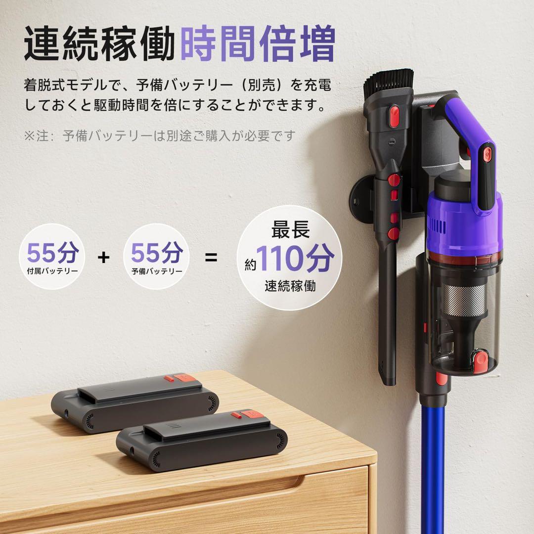 掃除機 コードレス 75kPa強力吸引 自立式 軽量 スティッククリーナー