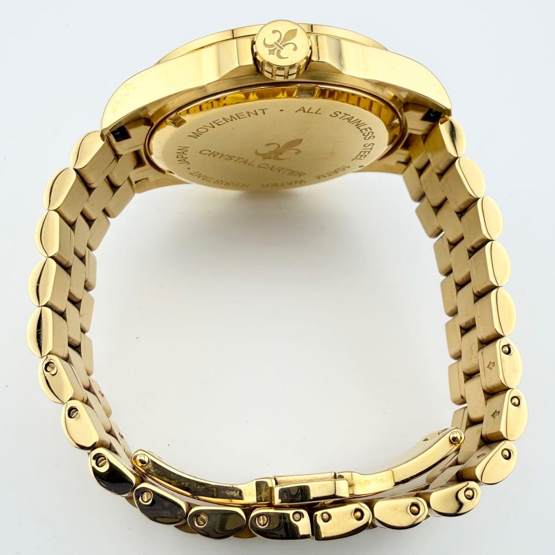 美品 クリスタルカーター FELIX 2 ゴールド メンズ クォーツ腕時計