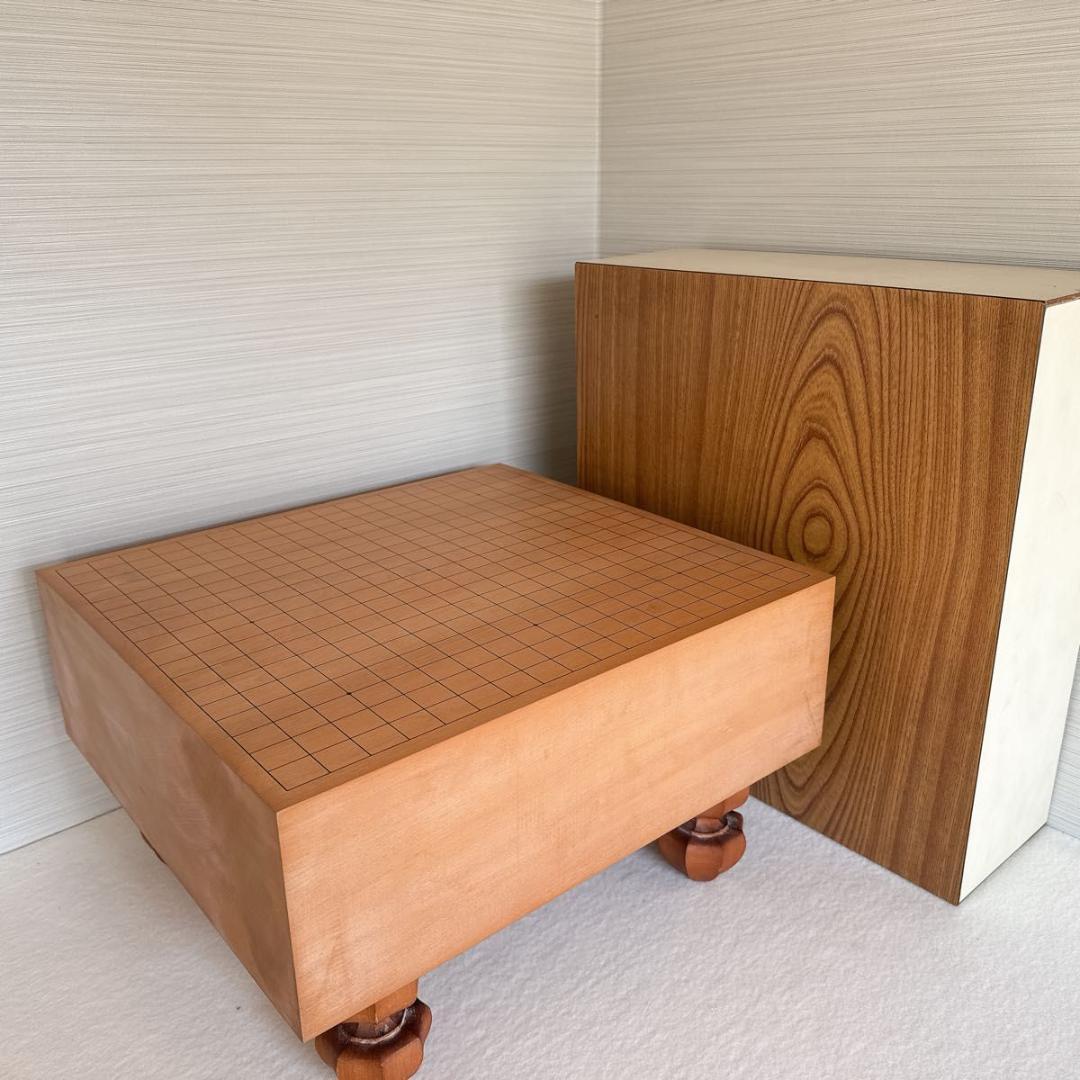 碁盤　4寸7部　板目木裏　脚付　へそ有り