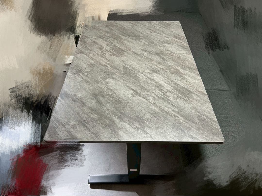 【直接可能】ニトリ 昇降式 ダイニングテーブル マーブルグレー