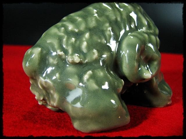 むしむし！清水公照 青磁 泥仏 一点もの 干支 羊 未 直筆題字 b584